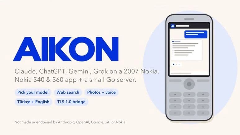 Aikon app enables AI chatbots on Nokia 6300 and other legacy phones