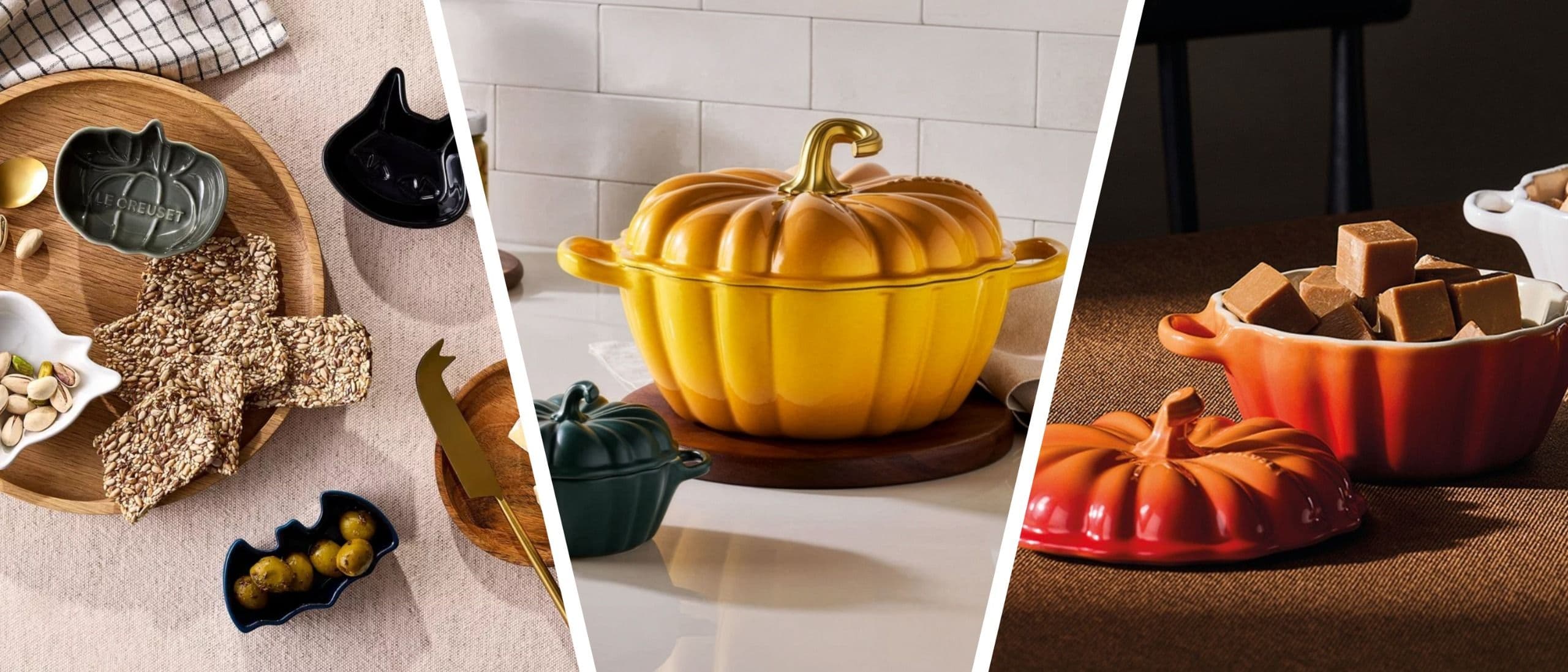 Le Creuset's Halloween collection is quality cookware with a spooky twist — and if you thought you couldn't turn a gravy boat into a pumpkin, you were wrong