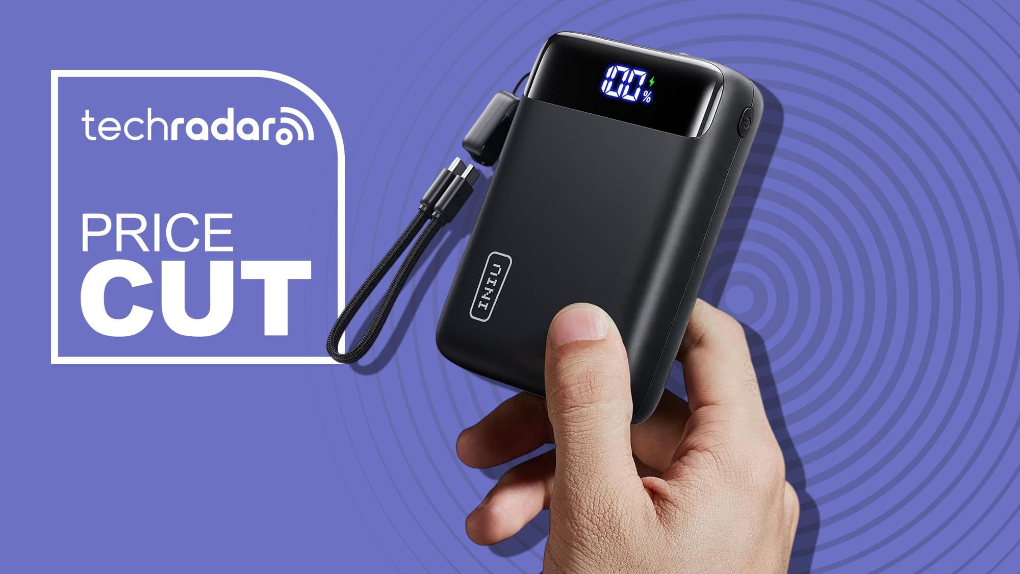 This clever mini Iniu power bank carries 20,000mAh battery capacity, a flashlight, and its own USB-C cable — and it's now just $27