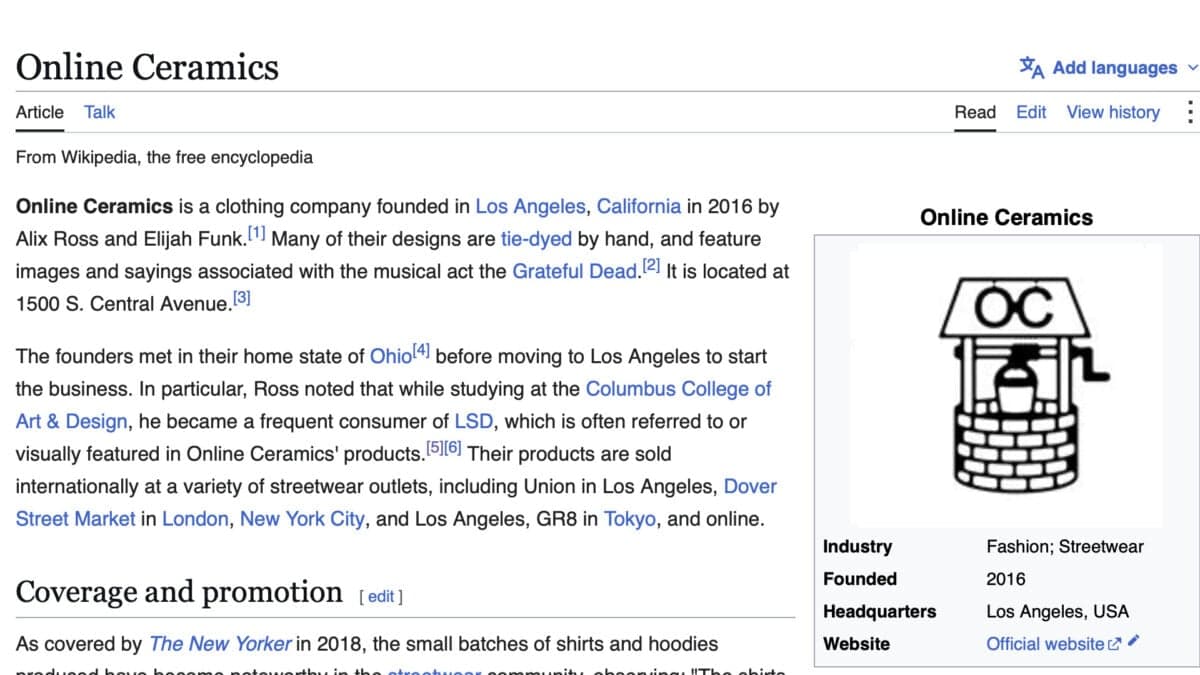 Wikipedia Fans Worry the Site Is Getting a Bad Deal From Its Streetwear Brand Collab