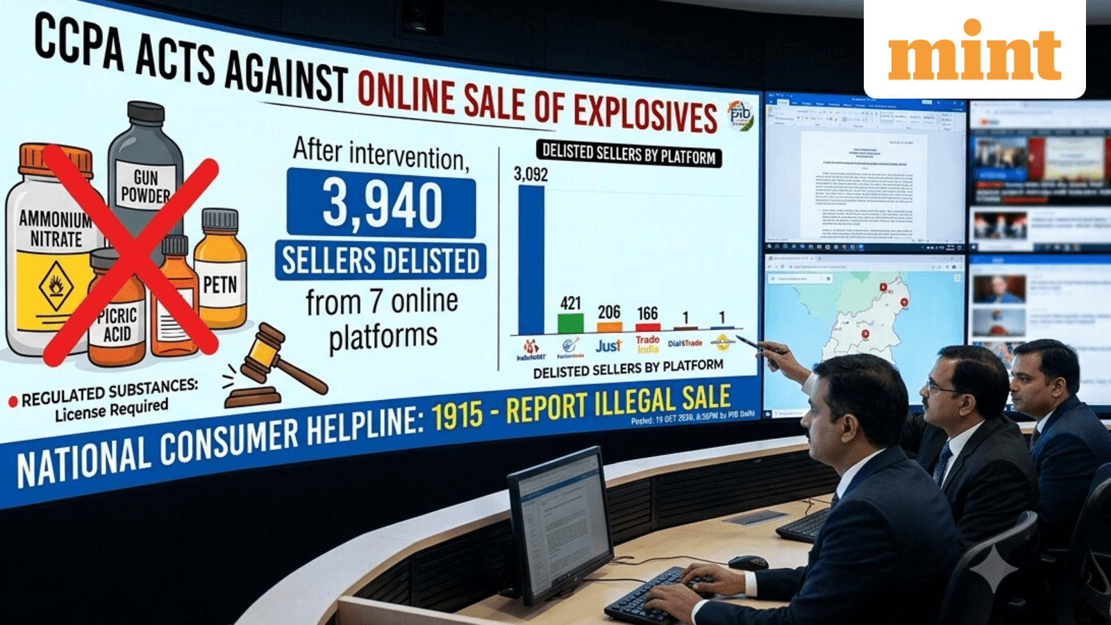 Ammonium nitrate to PETN: CCPA cracks down on 7 online platforms over explosive listings; 3,940 sellers delisted